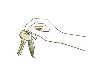 鍵を持っている手