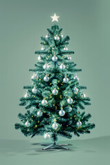 Christmas poster with Christmas tree. New year festive background