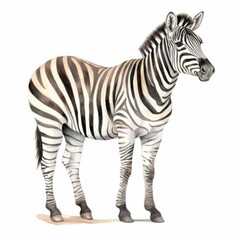 Obraz premium Watercolor zebra on white background, animal art