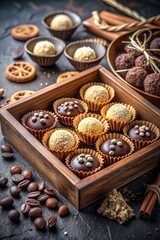 Chocolate candies in a box