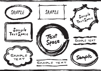 黒いインクのラフな手書きの9点フレームセット