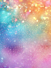 Fototapeta premium The Christmas background is filled with colorful rainbow sparkles, shimmering with the bokeh effect created by the holiday lights. Banner for adding text or other design elements.