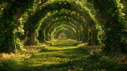 Stunning Natural Archway of Trees, A Serene Path Through Lush Greenery, Enchanting Forest Landscape, Picturesque Nature Scene, Tranquil Woodland Walk, Peaceful Tree Tunnel, Beautiful Nature
