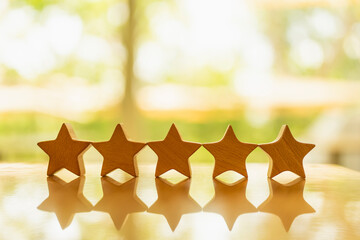 Five star shape. The best excellent business services rating customer experience concept.