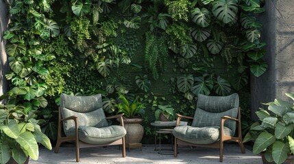 Fototapeta premium Chairs and greenery