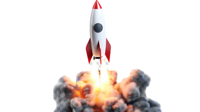 Rocket launch isolated on transparent background - Generation AI