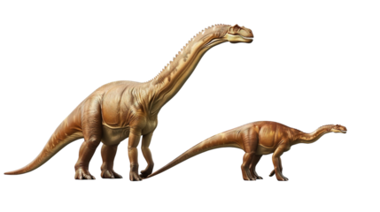 Brachiosaurus and Diplodocus isolated on white background.
