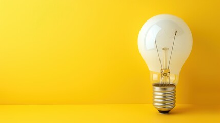 A light bulb is lit up on a yellow background