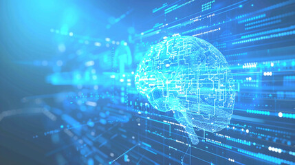 Fototapeta premium AI and machine learning technology with robot and human hands touching, big data network connection in the background, showcasing innovation and futuristic science.