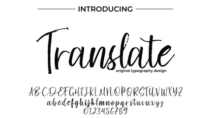Translate Font Stylish brush painted an uppercase vector letters, alphabet, typeface