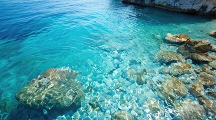 Fototapeta premium Stunning blue sea with clear shore water