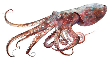 Giant squid isolated on white background
