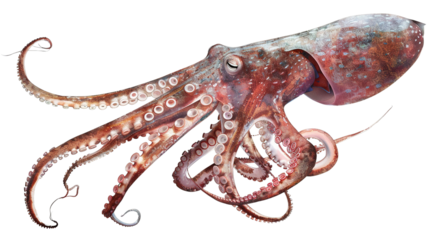 Giant squid isolated on white background