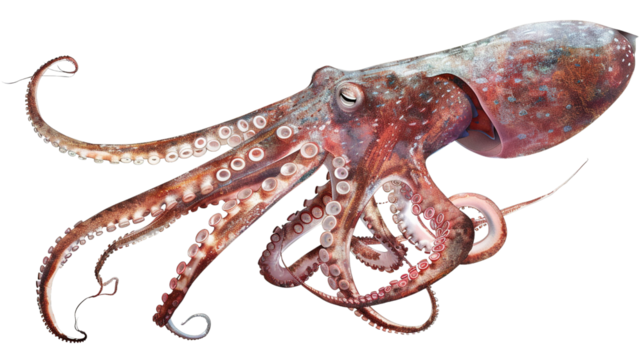 Giant squid isolated on white background