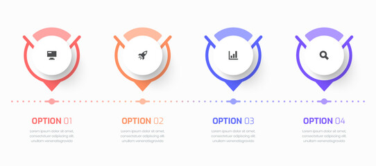 Vector Timeline Infographic Business with Circle Label, Icon, and 4 Option for Presentation
