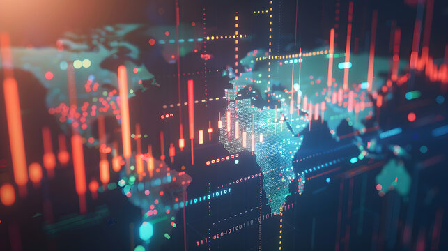 Global Finance DNA: Sleek World Map Unites Stocks map modern geography