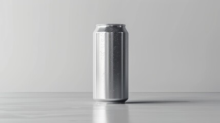 Cold soda can silver mockup