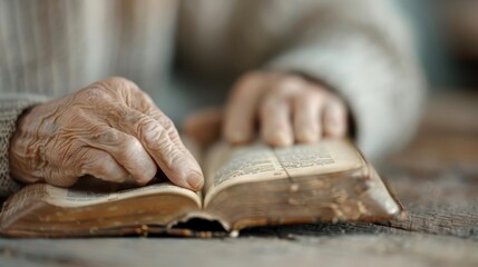 Weathered hands unpacking antique books.