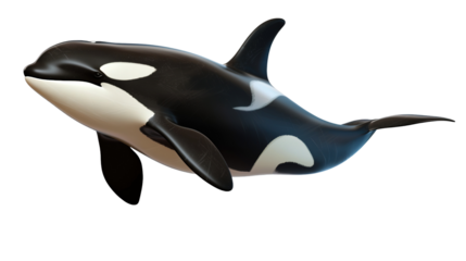 Orca killer whale isolated on transparent background, Generic AI