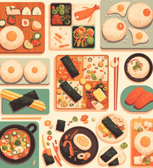 set of food and icons