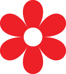 Red flower icon isolated on white background . Flower icon vector . Floral element for decoration