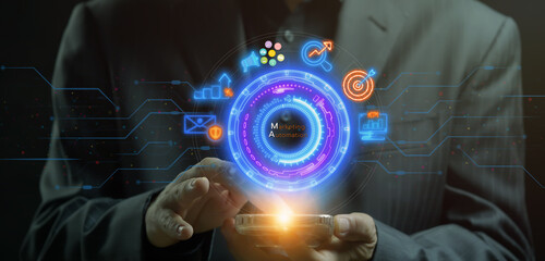 Marketing automation concept for digital marketing automation strategy, social media, customer...