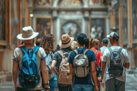 Guided tours with groups of tourists exploring historic cities, visiting museums, and learning about ancient architecture