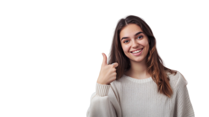 Woman and man smiling and pointing at copy space on side,PNG,transparent background,clipart.