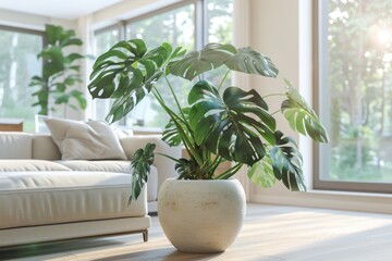 Fototapeta premium Monstera Deliciosa in a Modern Living Room