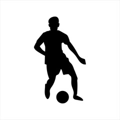 A set of football players, silhouettes of soccer players isolated on a white background