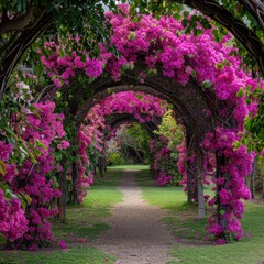 Fototapeta premium Flowering Bougainvillea Over a Garden Arch
