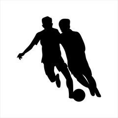 A set of football players, silhouettes of soccer players isolated on a white background