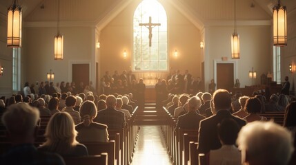 Congregation attending a church service