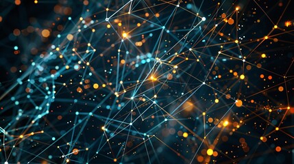 Obraz premium A high-resolution background of interconnected digital grids and data nodes, highlighting the complexity and vastness of AI networks