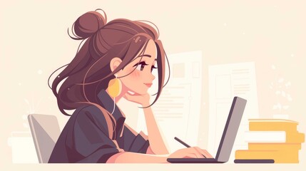 girl working on a laptop