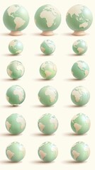 A series of green eggs with the continents of Africa and South America on them