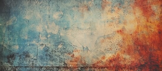Abstract Watercolor Painting with Blue, Brown and Orange Tones