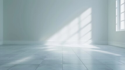 Fototapeta premium A large empty room with a window and a white wall