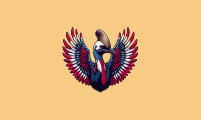 Fototapeta premium cassowary with big wings american vector mascot design
