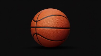 Official NBA size leather basketball set against a black background