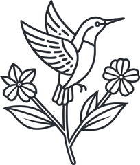 Obraz premium Elegant minimalist hummingbird logo captures essence of swift grace. 