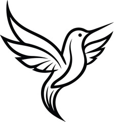 Obraz premium Elegant minimalist hummingbird logo captures essence of swift grace. 