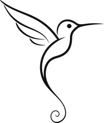 Fototapeta premium Elegant minimalist hummingbird logo captures essence of swift grace. 