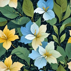 Fototapeta premium Stylized Botanical Seamless Pattern