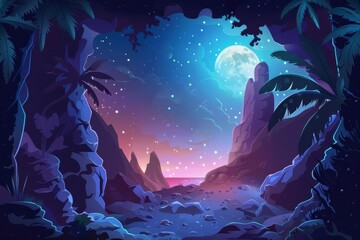 Rocky Beach Cove at Nightfall