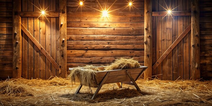 Empty manger in rustic barn setting, manger, empty, barn, rustic, wooden, nativity, Christmas, Jesus, birth, stable