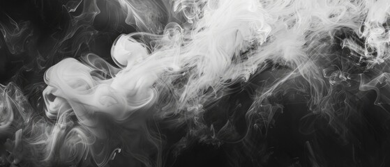 Panoramic close-up, high detail scan of curling smoke texture, Generative AI
