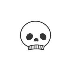 Human Skull Doodle Line Icon. Hand drawn outline skeleton head. Halloween decorative element. Isolated vector illustration I