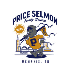 Grizzly Bear Memphis Mascot vector illustration