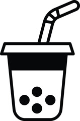 bubble milk tea glass in line icon style